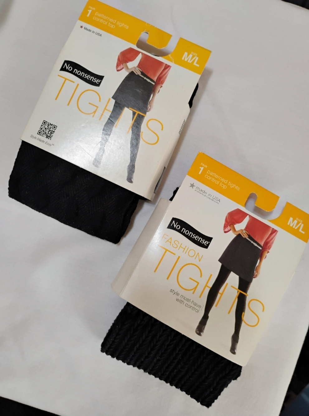 NWT 2 No Nonsense Black Fashion Textured Tights
